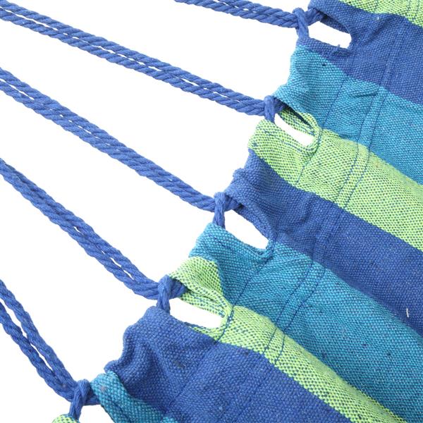 蓝绿条 涤棉吊床 200*150CM 配两根2M绑绳+背袋-7