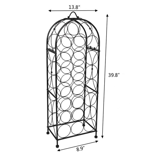 23孔波尔多酒庄风格金属酒架-黑色-8