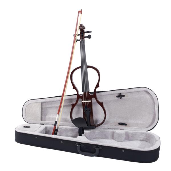4/4 棕色钢琴烤漆电声小提琴+盒+琴弓+松香+耳机+连接线 V-002-24