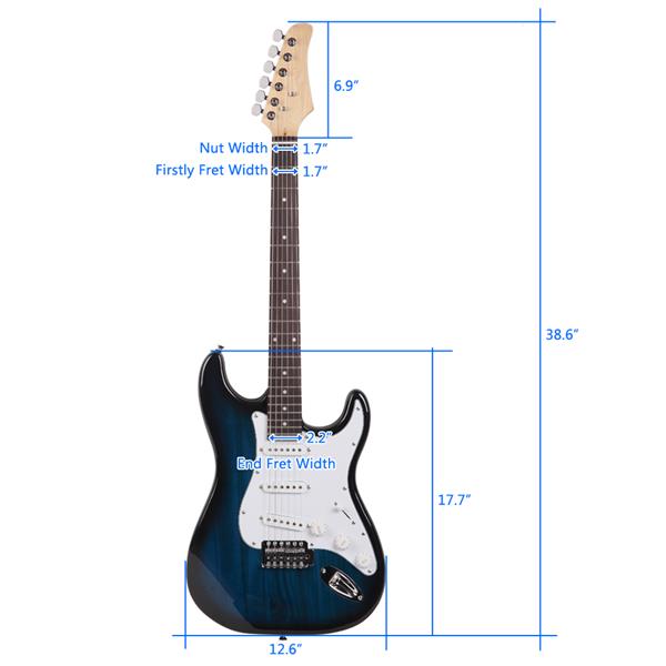 ST玫瑰木指板电吉他(化蓝色)+包+背带+拨片+摇把+连接线+扳手工具-14