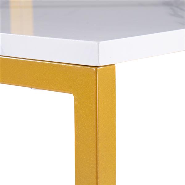 C型边桌  双层 金色 大理石贴纸【42x35.5x71cm】-18