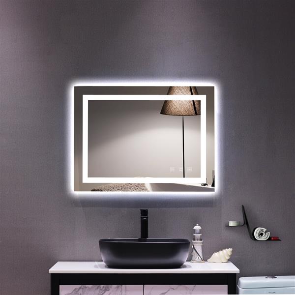 方形触摸LED浴室镜 三色调光-32*24"-4