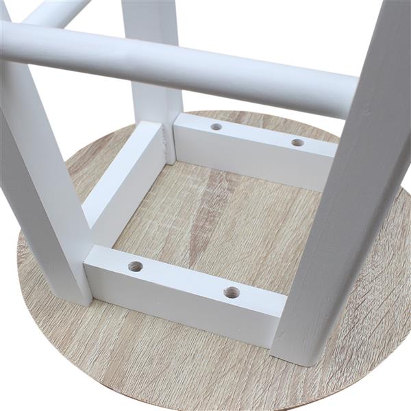 可折叠半圆带凳木质拉手餐车-白色-9