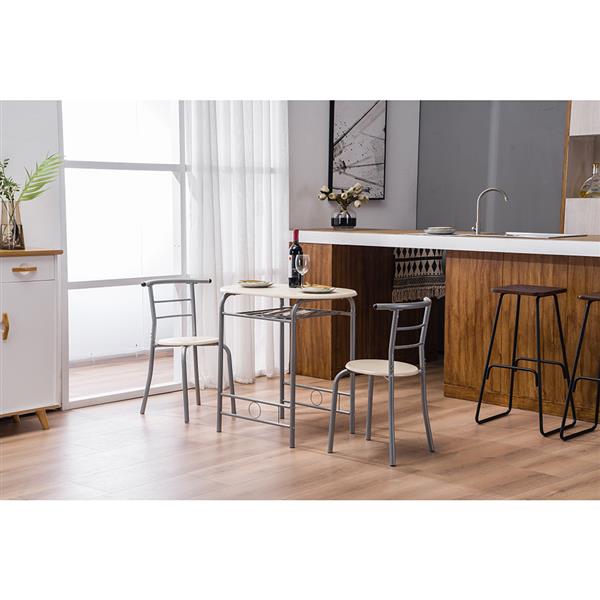 原木色木纹PVC早餐桌 （一桌两椅）【80x53x76cm】-35