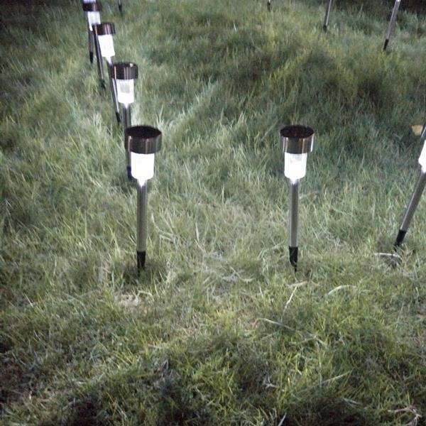 10PC  花园草坪灯 小管灯 太阳能小管不锈钢高亮白光灯-13