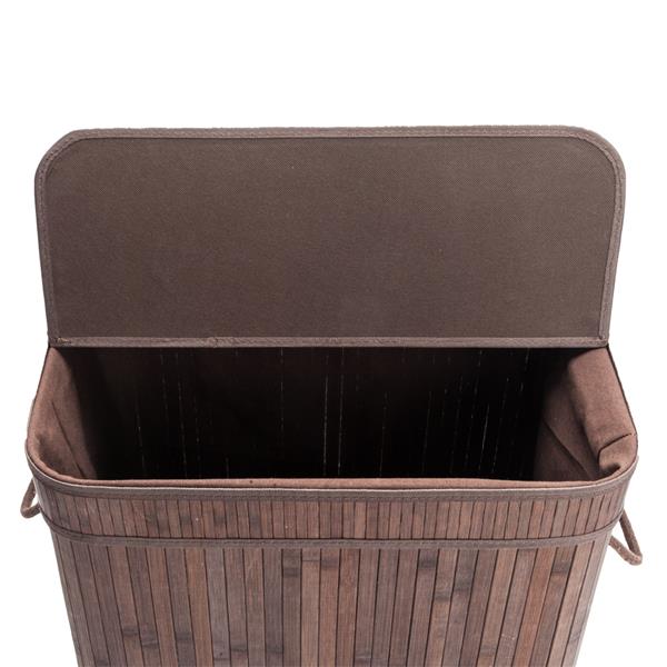 翻盖式折叠脏衣篮（竹质）-深棕色-17