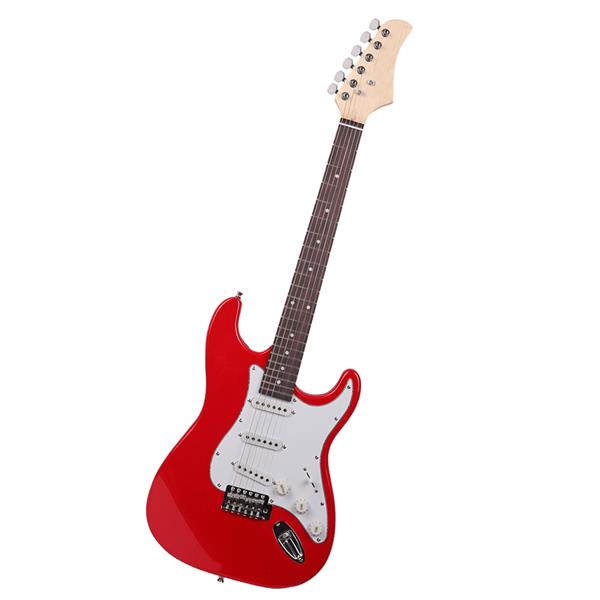 ST玫瑰木指板电吉他(红色)+包+背带+拨片+摇把+连接线+扳手工具-3
