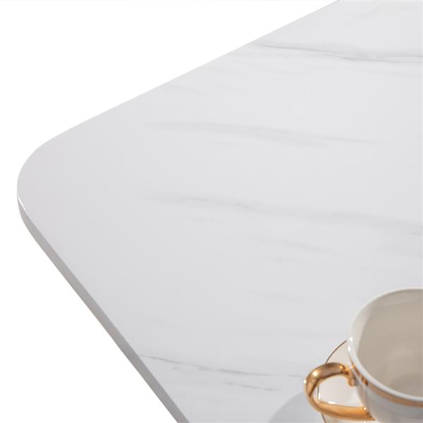 白色大理石系列 弧形圆边餐桌 【120x74x76cm】-10