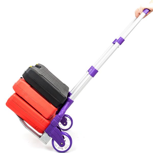 便携可折叠伸缩型拉杆车手推车行李车 紫色-18