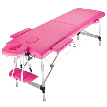 【KH】2折 铝管折叠SPA美体美容床 便携按摩床 床宽60 粉色