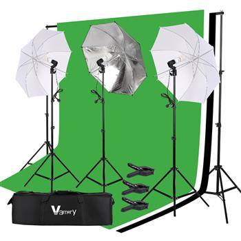 [英规]Vamery  220V 45W 3灯柔光伞背景架套装