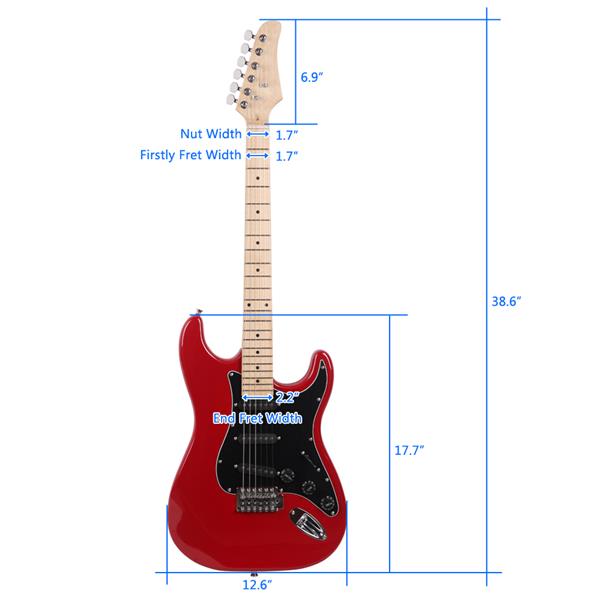 ST黑护板电吉他(红色)+音响+包+背带+拨片+摇把+连接线+扳手工具-19