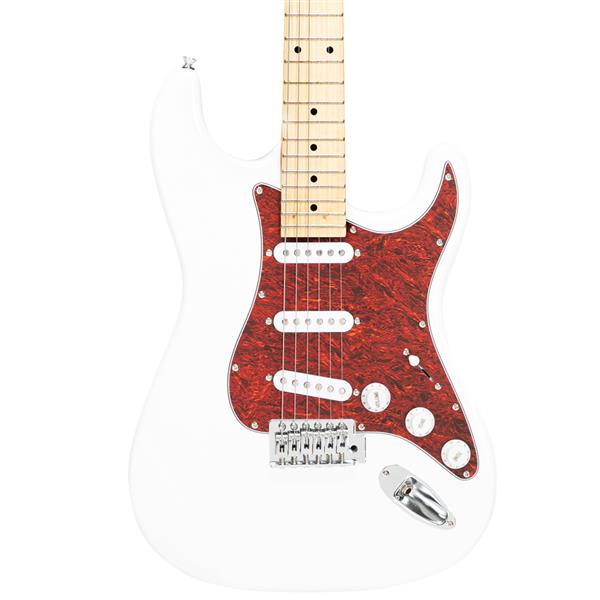 ST3单珍珠护板电吉他(白色)+包+背带+拨片+摇把+连接线+扳手工具-5