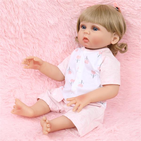 【KRT】全胶仿真娃娃：18英寸 粉白小花睡衣婴儿-14