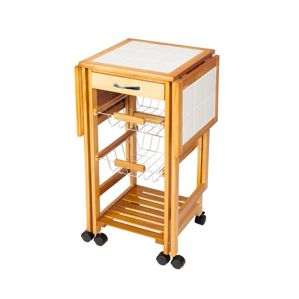 可移动、可折叠式厨房桌&餐车-沙比利色-2
