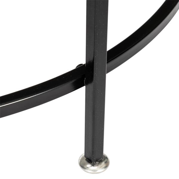 HODELY 36"黑色2层5mm厚钢化玻璃台面圆形铁艺咖啡桌（HT-JJ020）-5