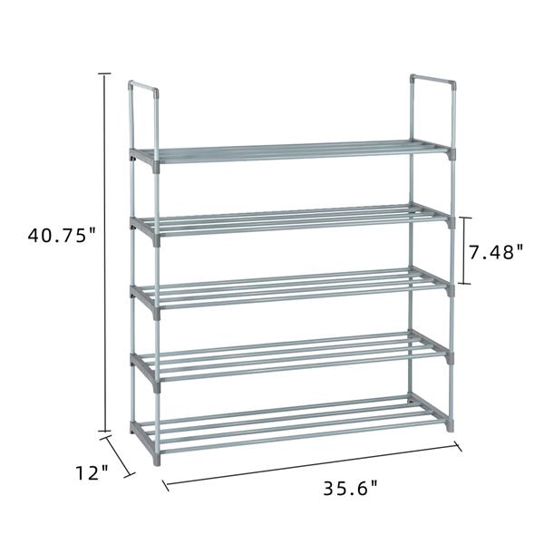 13管一层四管式5层鞋架灰色-5