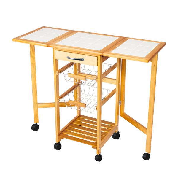 可移动、可折叠式厨房桌&餐车-沙比利色-1