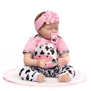 【ebay不可售】【KRT】布身仿真娃娃：22英寸 粉色奶牛服装可爱睡眠宝宝 