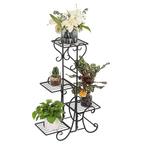 一个装黑色烤漆32.3英寸高 4个方形盆栽位植物架（YH-CJ007 带配件）-4