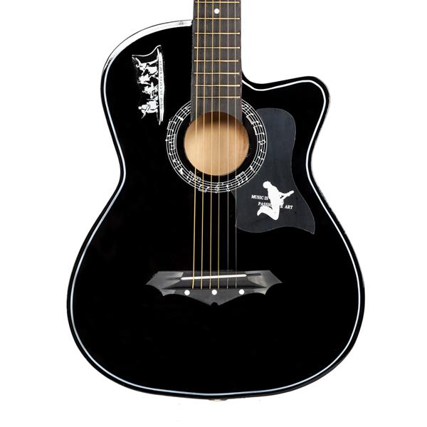 椴木吉他DK-38C纯黑色+包+背带+拨片+液晶调音器+护板+琴弦一套-10