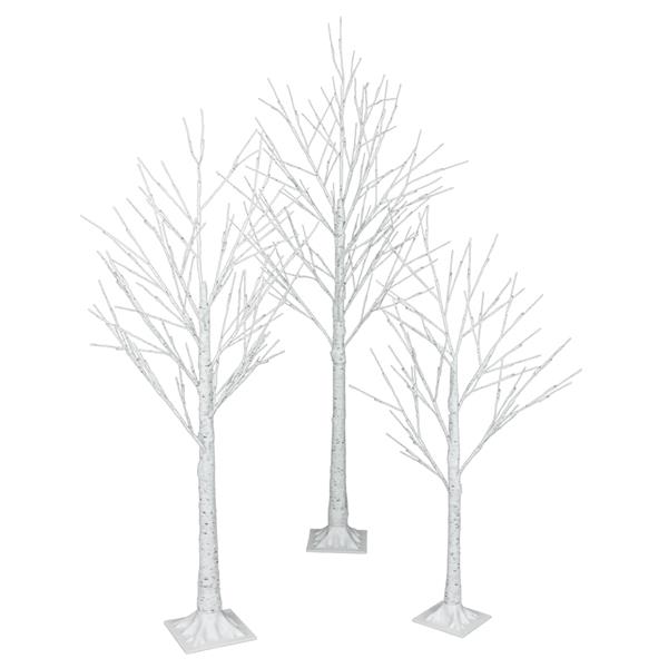 白色 4ft 48灯 48枝头 白桦树造型 塑料材质 圣诞树 美规 N001-12