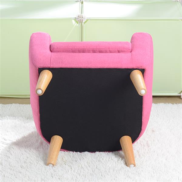 【BF】儿童单人沙发带沙发垫可拆洗 美标麻布 20玫红色-5