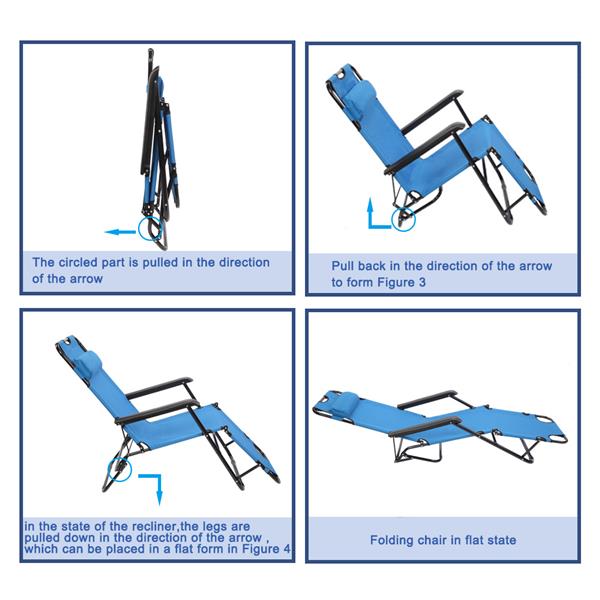 RHC-202便携式折叠两用加长版躺椅 蓝色-3