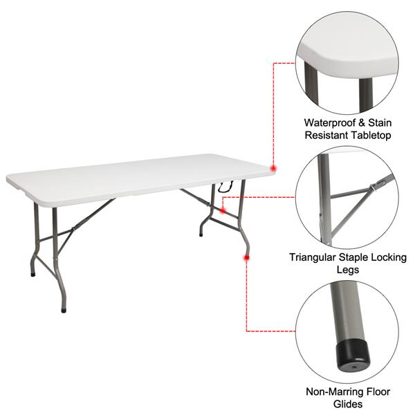 6ft 塑料 可折叠 长方形 桌椅套装（桌椅可单独售卖）-14