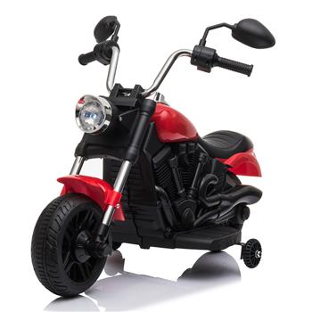 【WH】儿童电动摩托车 带辅助轮 单驱动 红色