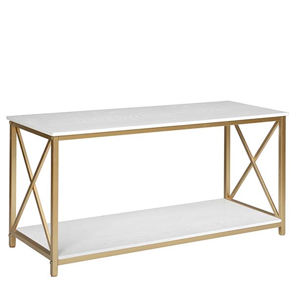 HODELY 两层30cm高白色面板金色桌脚铁艺玄关桌（MH-JJ033）-4