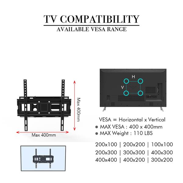 32-60寸单摆大底座电视架 TMDD-102承重35KG/VESE400*400/上下-10~ 10°-14