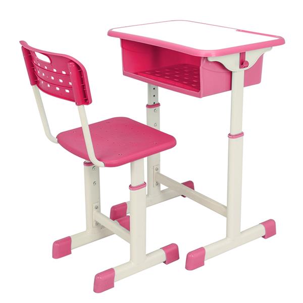 可调升降学生桌椅套装 粉红色 【60x40x(63-75)cm】-1