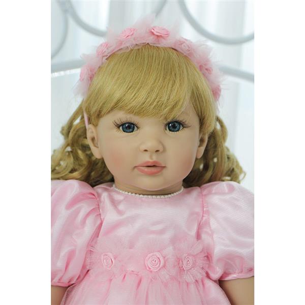 【KRT】布身仿真娃娃:24英寸 金色卷发粉公主裙(纤维发套)-2