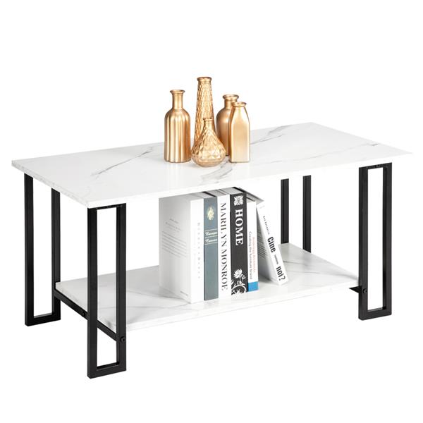 白色2层1.5cm厚密度板仿大理石方形桌面铁艺咖啡桌（HT-JJ011）-21