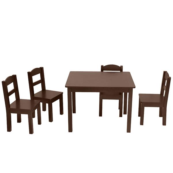 【旧编码：97313664】儿童桌椅套装 深咖啡色 （1桌4椅）【66Lx56Wx48H 】-3