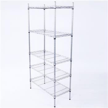 碳钢长方形金属5层储物架-银灰色