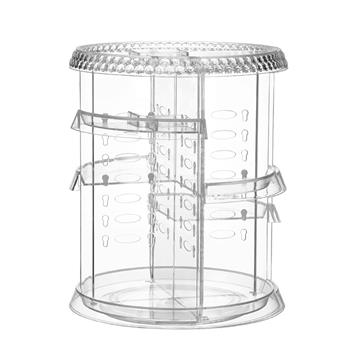 透明塑料360°旋转可调节七层式顶部不规则化妆品收纳盒