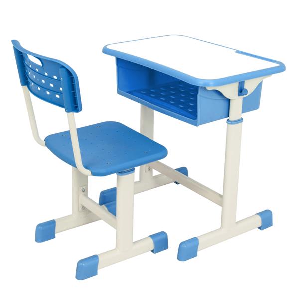 可调升降学生桌椅 套装 蓝色 【60x40x(63-75)cm】-2