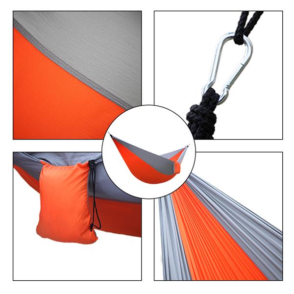 橙色+灰色款-260*140cm 拼色降落伞布吊床-14