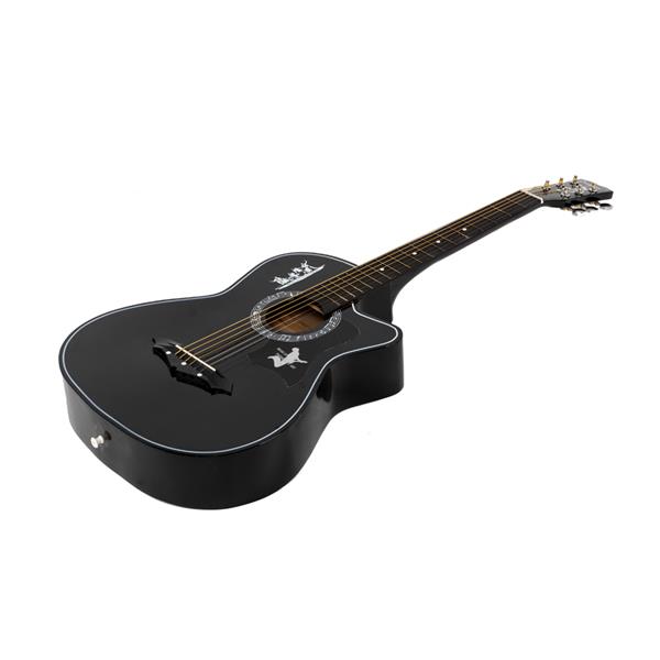 椴木吉他DK-38C纯黑色+包+背带+拨片+液晶调音器+护板+琴弦一套-7