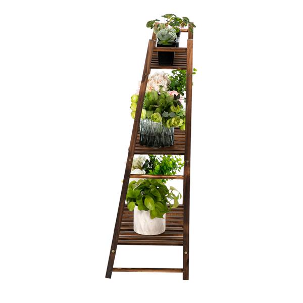 3层60公分长多肉室内室外多功能碳化色木质植物架（ZX-HJ014）-4