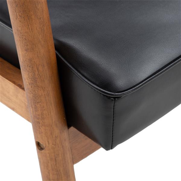 A款复古的现代木质 单人沙发椅，黑色PU （75x69x84CM）-13