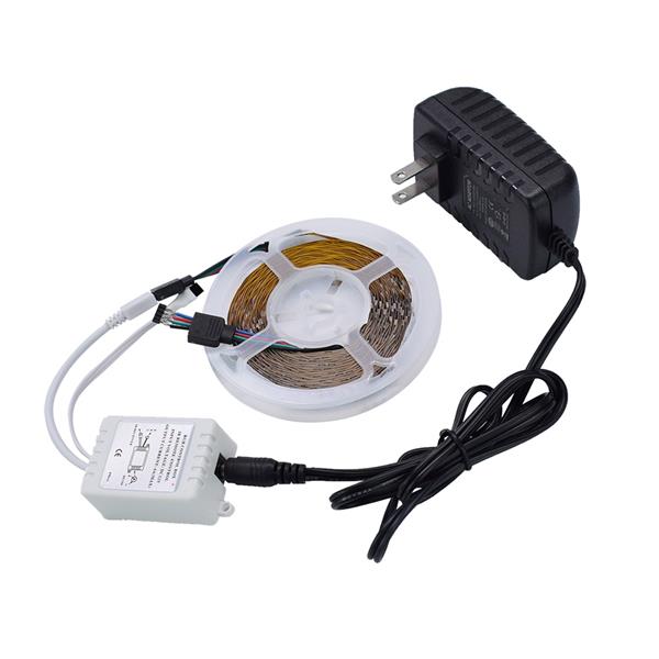 12V 5M SMD 3528灯珠 300灯-RGB-IR44-不防水不滴胶 灯带套装（24W 白色灯板） 配2A电源 24键控制器-9