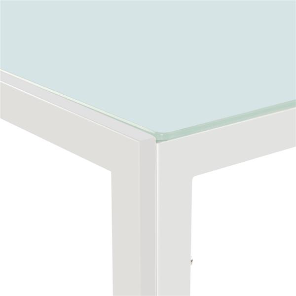简易餐桌玻璃桌面120*70*75CM 白色-3