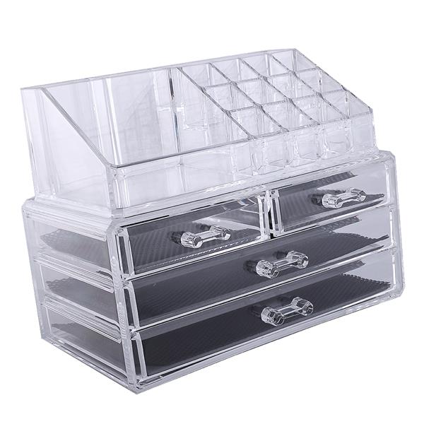 透明塑料四抽屉式化妆盒2件套 -1155-18