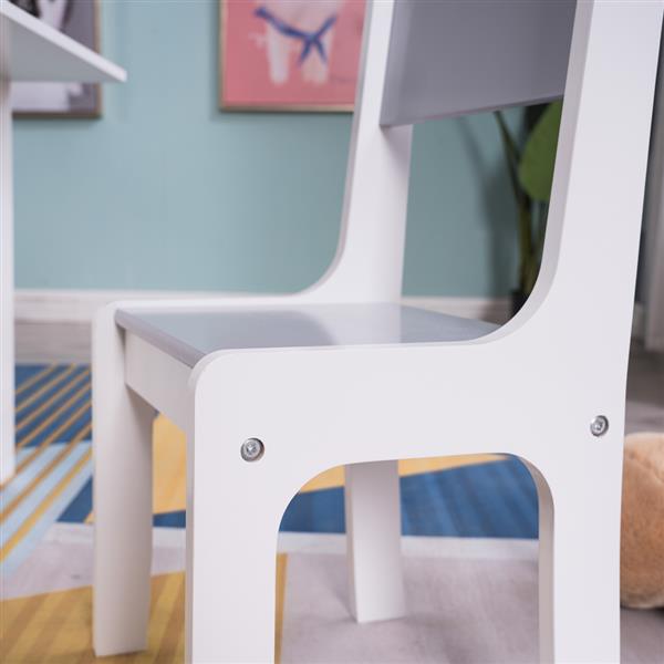 MDF白色 儿童桌椅 3件套装 带抽屉，1桌2椅【71x48x49.5cm】-26