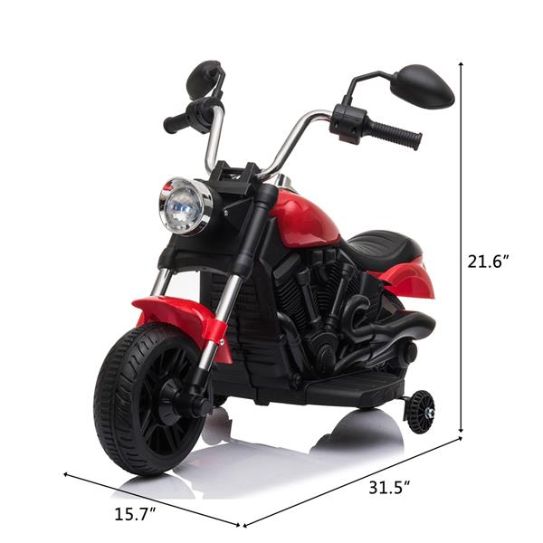 【WH】儿童电动摩托车 带辅助轮 单驱动 红色-2