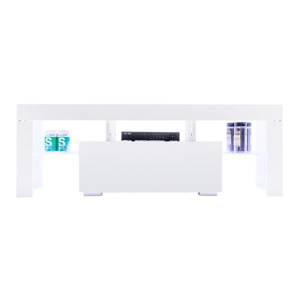 LED电视柜带单抽-全白色-8
