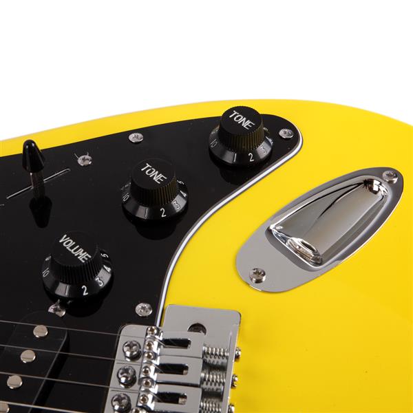 ST黑护板电吉他(黄色)+音响+包+背带+拨片+摇把+连接线+扳手工具-8